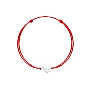 Bratara Martisor cu Semiluna din Arginit 925 - snur rosu reglabil