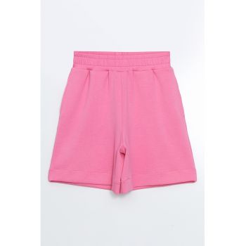 Pantaloni scurti cu model uni si talie elastica