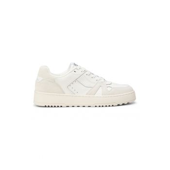 Pantofi sport de piele si piele intoarsa cu varf rotund