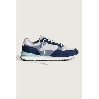 Pantofi sport din piele cu garnituri din material textil