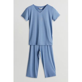 Pijama cu model uni si maneci scurte