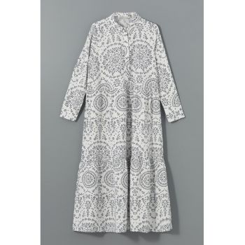 Rochie-camasa midi evazata cu imprimeu