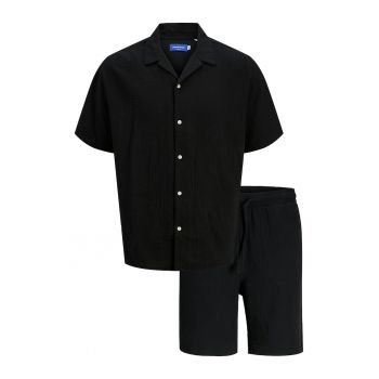 Set de camasa din bumbac cu maneci scurte si pantaloni scurti - 2 piese