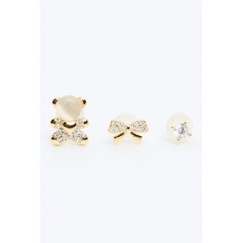 Set de cercei cu zirconia - 3 perechi