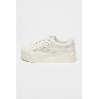Tenisi flatform cu garnituri de dantela Paired