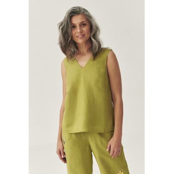 Bluza din amestec de in cu decolteu in V