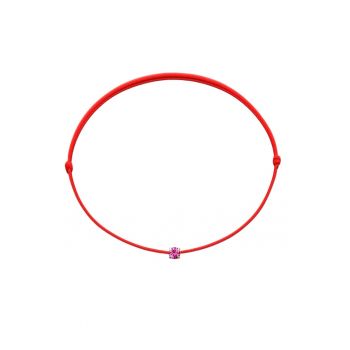Bratara Martisor cu Cristal Swarovski Roz - snur rosu reglabil - 1 Martie