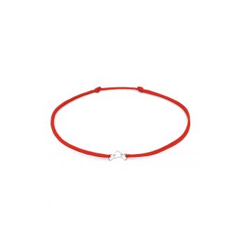 Bratara Martisor cu Inimioare din Argint 925 - snur rosu reglabil - 1 Martie