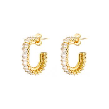 Cercei cu tija placati cu aur de 18K si decorati cu pietre zirconia