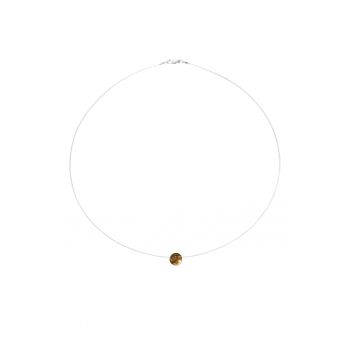 Colier fir transparent cu piatra naturala Jasp - Argint 925 - reglabil