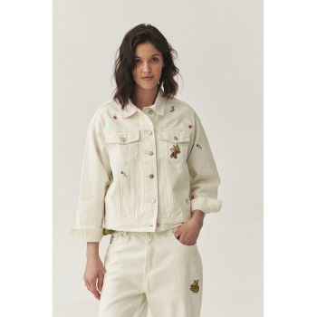 Jacheta din denim cu broderii