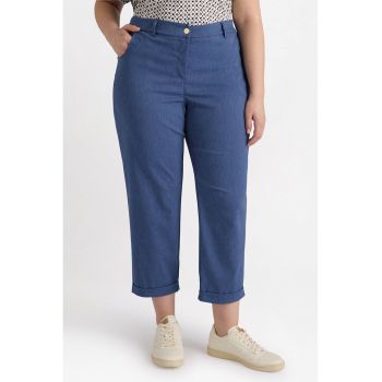 Pantaloni crop cu talie inalta
