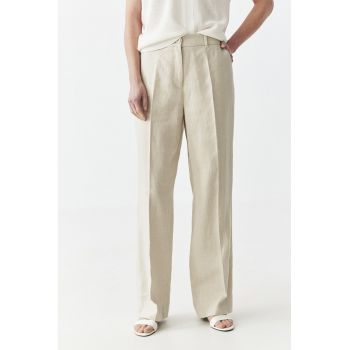 Pantaloni din in cu buzunare laterale