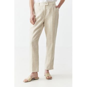 Pantaloni din in cu snur in talie