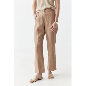 Pantaloni din in cu snur in talie