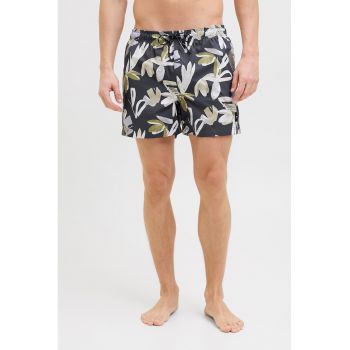 Pantaloni scurti de baie cu model floral si talie ajustabila