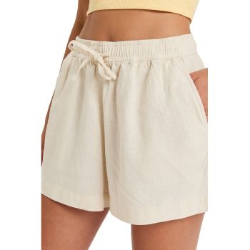 Pantaloni scurti uni de plaja din amestec de in