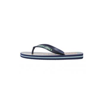 Papuci flip-flop cu talpa plata si detaliu logo