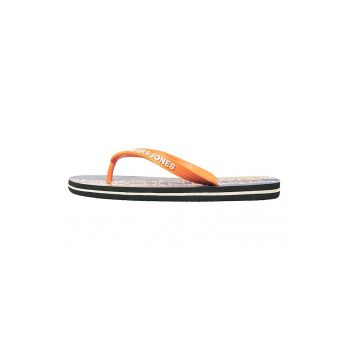 Papuci flip-flop cu talpa plata si detaliu logo