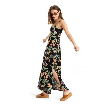 Rochie lunga cu model si slit lateral