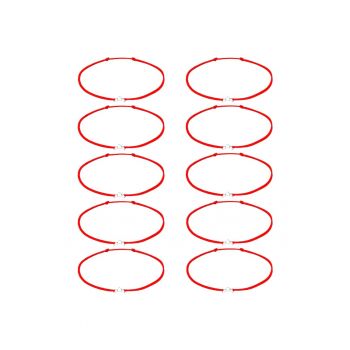 Set 10 bratari Martisor cu Inimioare din Argint 925 - snur rosu reglabil - 1 Martie