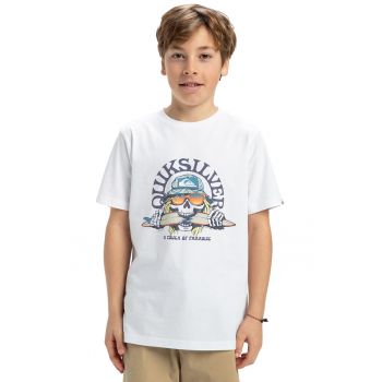 Tricou de bumbac cu imprimeu si decolteu la baza gatului Skull Feast