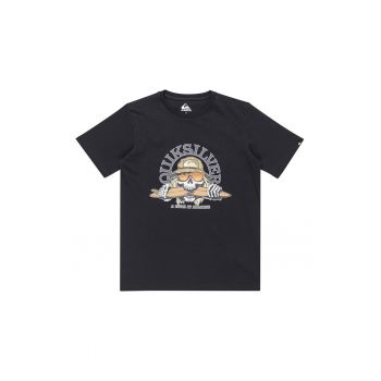 Tricou de bumbac cu imprimeu si decolteu la baza gatului Skull Feast