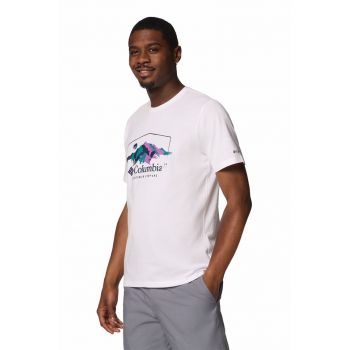 Tricou de bumbac organic cu imprimeu grafic si logo Path Lake