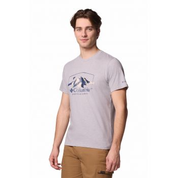 Tricou de bumbac organic cu imprimeu grafic si logo Path Lake
