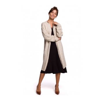 Cardigan cu maneca lunga - Acril/Nylon/Lana - Bej
