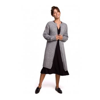 Cardigan cu maneca lunga - Acril/Nylon/Lana - Gri melange