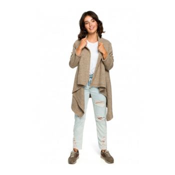 Cardigan drapat - Acril/Poliester/Lana - Maro deschis -