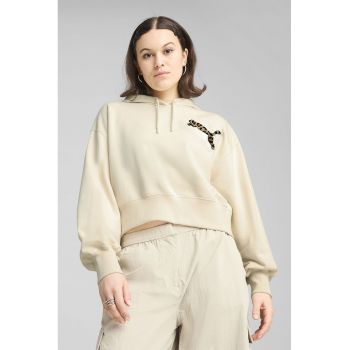 Hanorac relaxed-fit cu croiala crop Leo Luxe