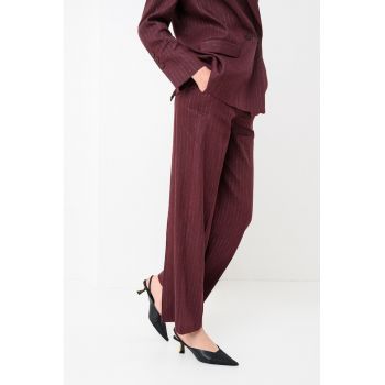 Pantaloni drepti din amestec de in