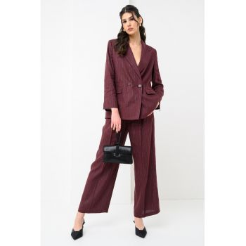 Pantaloni drepti din amestec de in