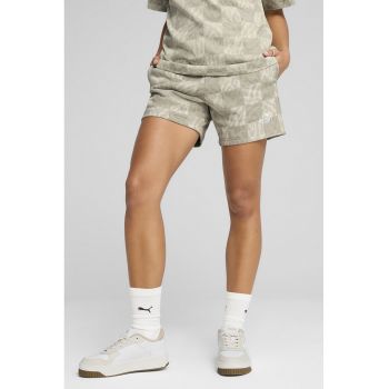 Pantaloni scurti cu imprimeu si snur de ajustare