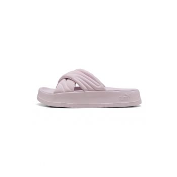 Papuci flatform cu bareta pufoasa din piele nabuc Leadcat