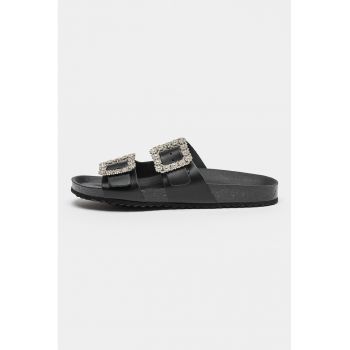 Papuci flip-flop de piele cu strasuri Brionia