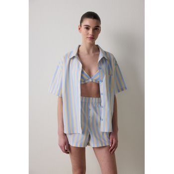Pijama cu nasturi si model in dungi
