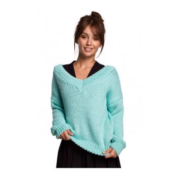 Pulover cu decolteu in V - Acril/Nylon/Lana - Menta Pulover cu decolteu in V - Acril/Nylon/Lana - Menta