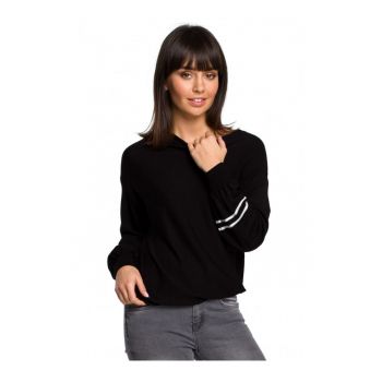Pulover cu maneci evazate - Viscoza/Poliester - Negru -