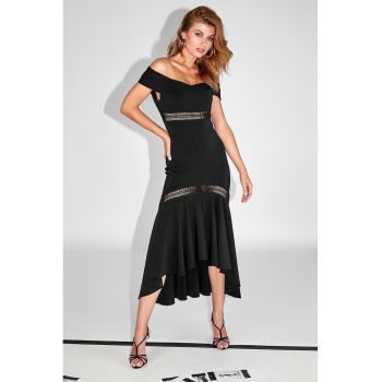 Rochie asimetrica cu decolteu pe umeri
