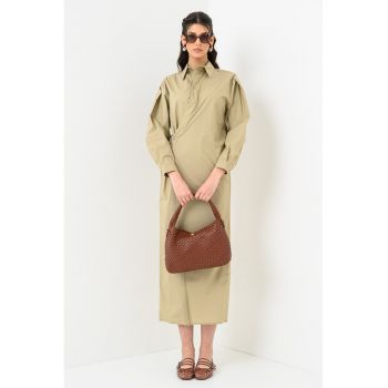 Rochie lunga din bumbac cu model petrecut