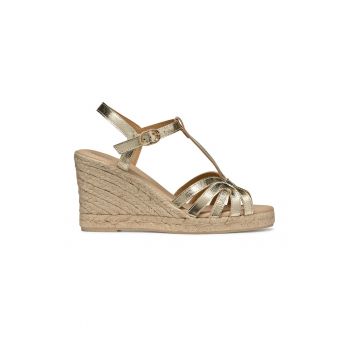 Sandale din piele cu talpa wedge si catarama