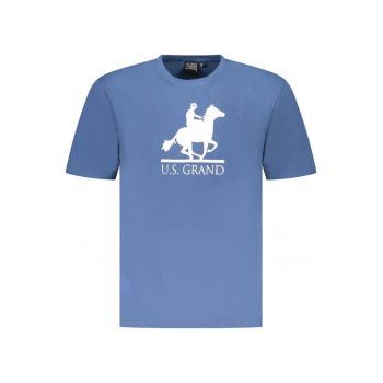 U.S. Grand POLO Tricou barbati cu imprimeu - cu decolteu la baza gatului - albastru oceanic