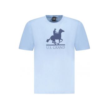 U.S. Grand POLO Tricou barbati cu imprimeu - cu decolteu la baza gatului - bleu