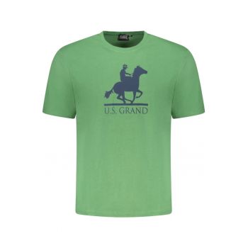 U.S. Grand POLO Tricou barbati cu imprimeu - cu decolteu la baza gatului - verde menta
