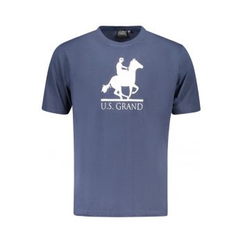 U.S. Grand POLO Tricou barbati cu imprimeu - cu decoteu la baza gatului - bleumarin