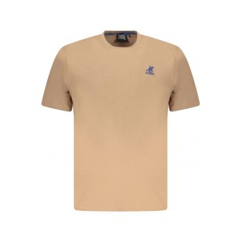 U.S. Grand POLO Tricou barbati simplu din bumbac cu logo brodat - maro