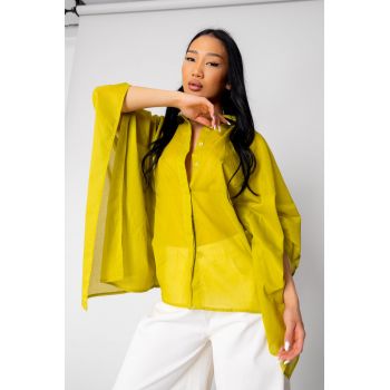 Camasa Femei asimetrica Lime Green 15919